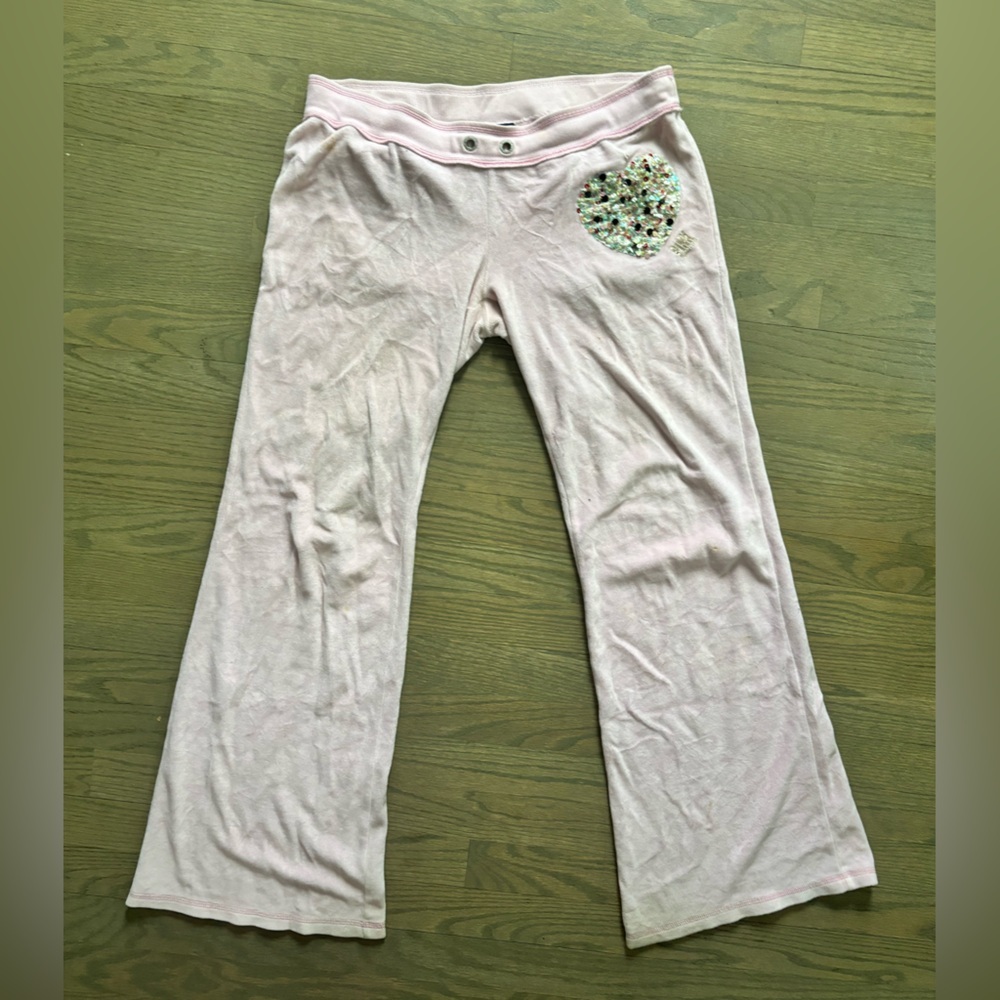 Vintage Y2K 2000s Victoria’s Secret PINK velour bling track pants women’s small